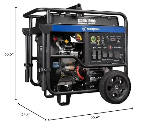 Westinghouse 15000 Peak Watt Home Backup Portable Generator, Remote Electric Start with Auto Choke, Transfer Switch Ready 30A & 50 Outlets, Gas Powered - Generator Haven