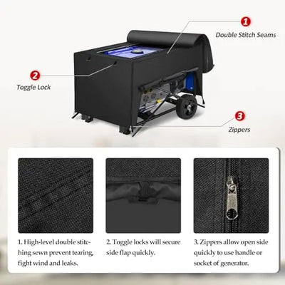 Porch Shield Generator Covers Running - Heavy Duty Waterproof Generator Rain Tent Shelter for 3500w-12000w Black Generator Haven