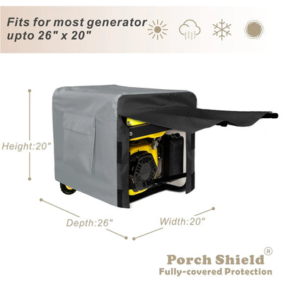 Porch Shield Generator Covers Running - Heavy Duty Waterproof Generator Rain Tent Shelter for 3500w-12000w Black Generator Haven