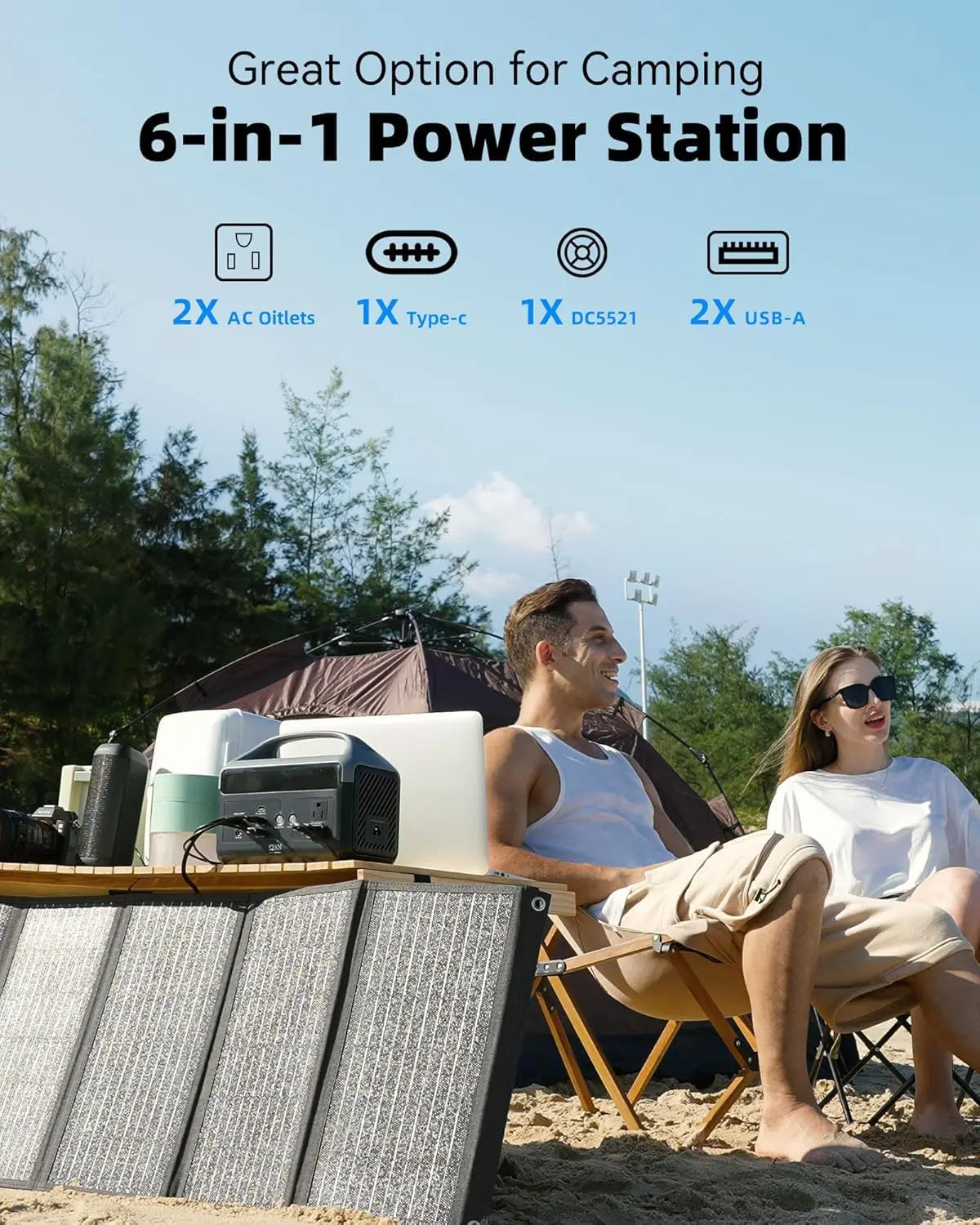 Portable Power Station 56000mAh, 179.2Wh LiFePO4 Battery Backup w/ 2 300W (Peak 600W) AC Outlets, 1.5hrs Fast Charging, Power Bank for Hurricane Emergency/Outdoor Camping/RVs/Home Use