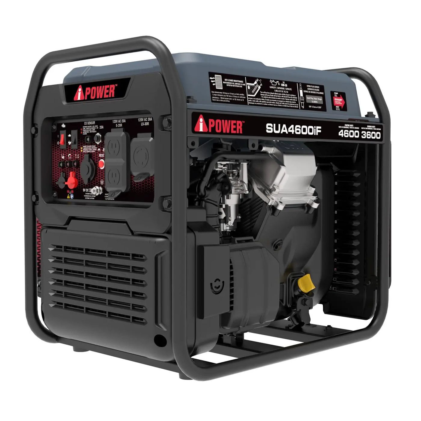 A-iPower 4600W RV-Ready Open Frame Inverter Generator Gas Powered, Lightweight Portable Power Supply with CO Sensor
