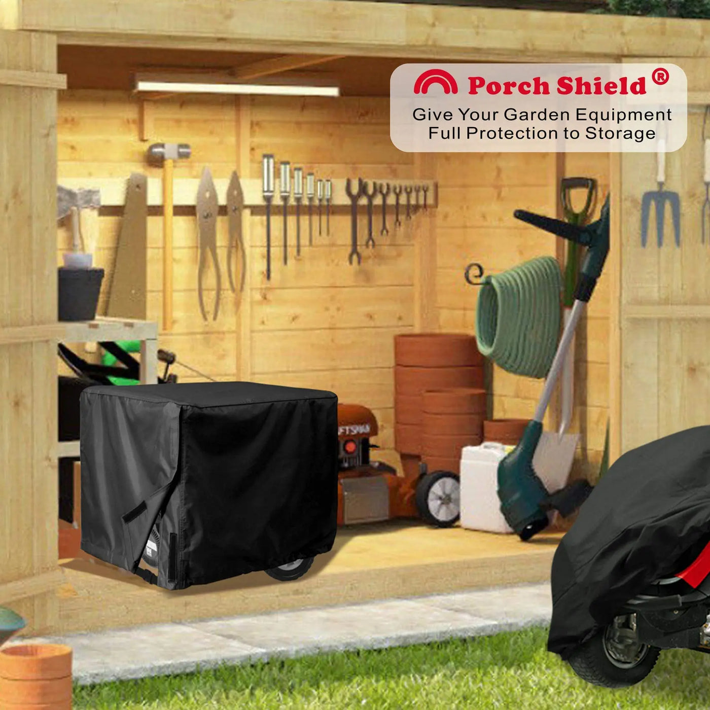 Porch Shield Generator Covers Running - Heavy Duty Waterproof Generator Rain Tent Shelter for 3500w-12000w Black Generator Haven