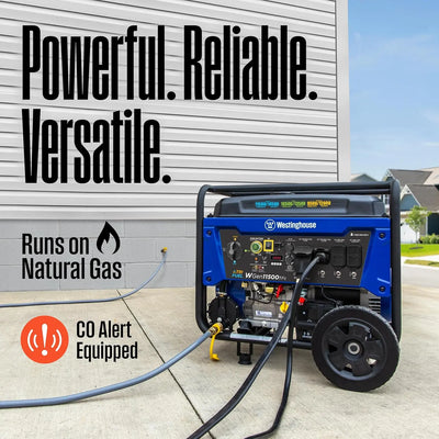 Westinghouse 14500 Peak Watt Tri-Fuel Home Backup Portable Generator, Remote Electric Start, Transfer Switch Ready, Gas, Propane, and Natural Gas Powered